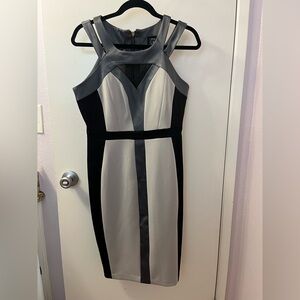 Jax Gray and Black Colorblock Midi Dress EUC Size 10 EUC PTP 18